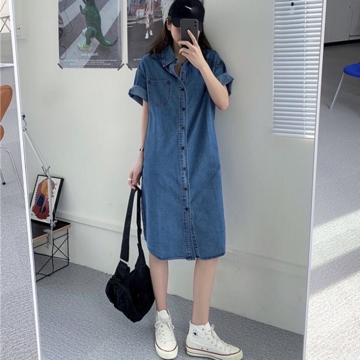 루스리더 여성 데님 셔츠 카라넥 패션 원피스 M727