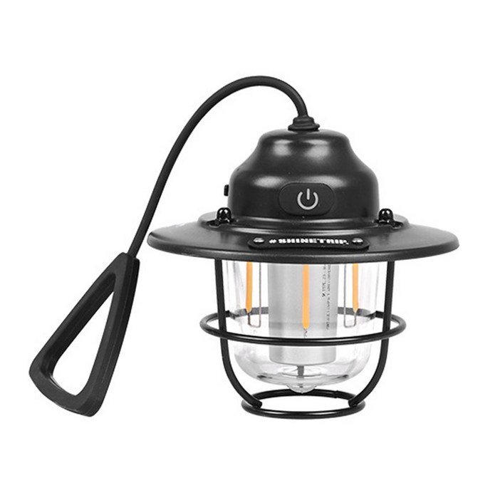 브리즈피크 캠핑 랜턴 LED 충전식 라이트 빈티지 호롱불 에디슨 램프 실내등 전등, 1개, 블랙
