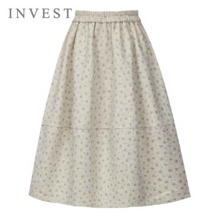 리프 나염 볼륨 모직 스커트INI5W1SK8301