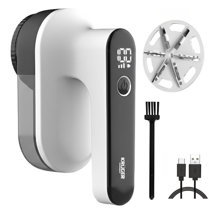 크루거 세탁소용 6중 충전식 대용량 LED 보풀제거기, 프리미엄 화이트블랙, KRLR1329