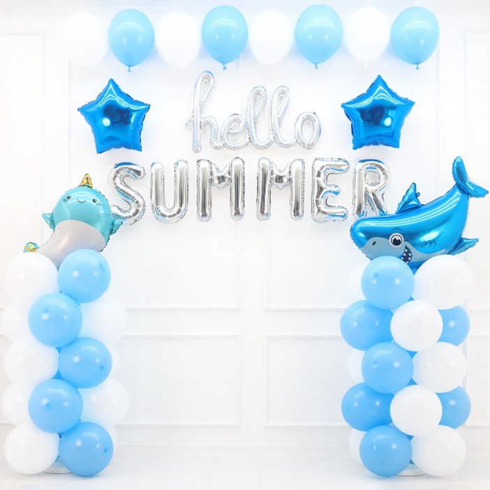 파티짱 여름 SUMMER 풍선 세트 파티 이벤트, 1개, hello SUMMER 여름풍선기둥세트(마린라이트)