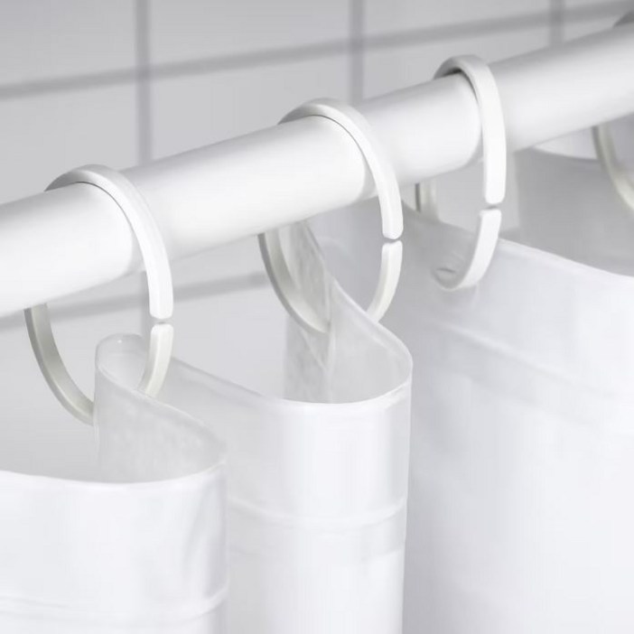 이케아 샤워커튼 풀세트 커튼봉커튼링12 화이트