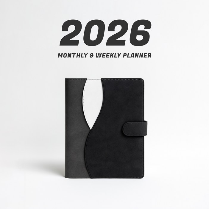 WAVY 프리미엄 6공 비즈니스 2026년 날짜형 다이어리, 챠콜 블랙 날짜형