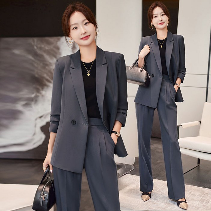 쩐쿠 여성 카라넥 원버튼 정장 투피스 K0161