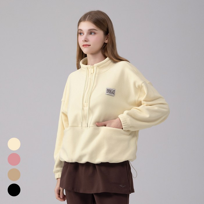 에버라스트 여성 플리스 하프집업 포켓티