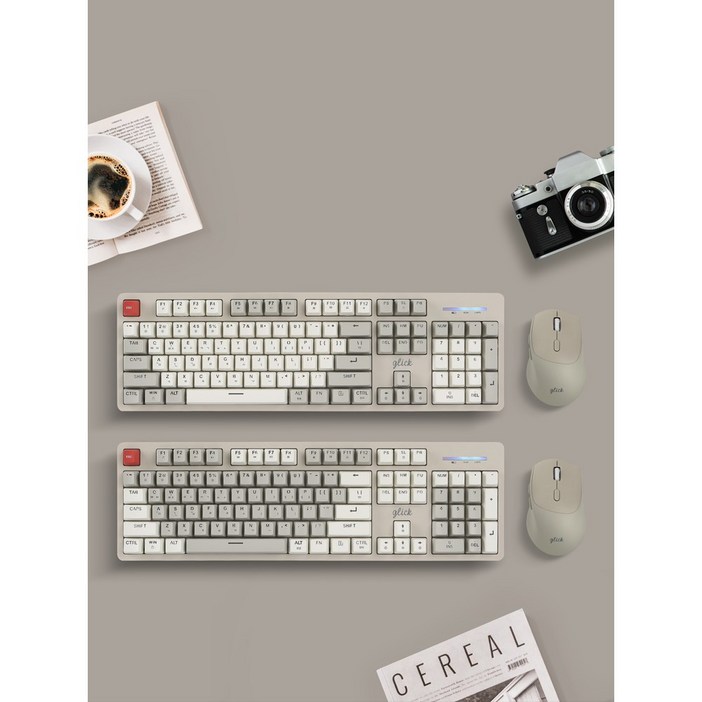 지클릭커 레트로 M 레드 SPRK104 RGB 무선 키보드 무소음 마우스 세트 RB1, 무선리시버