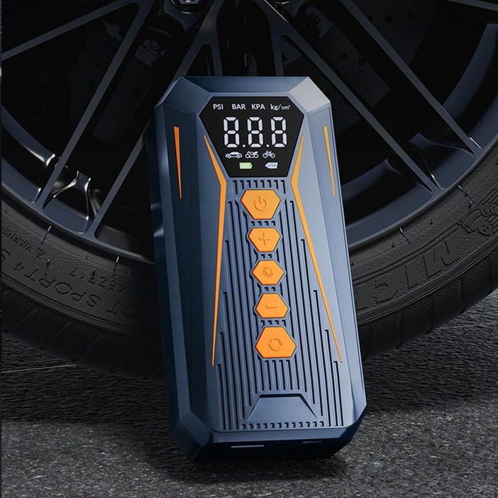 KORELAN 휴대용 무선 타이어 공기압 주입기 6000mAh 다용도 올인원 에어펌프 압력 모니터링보조배터리led손전등