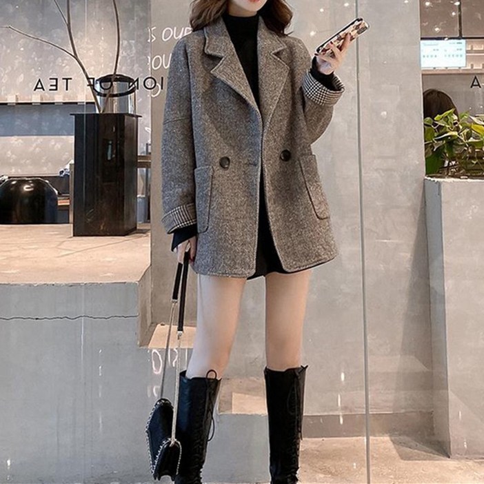 TIMEPURE 여성 코트 여성용 가을겨울 자켓 두꺼운 자켓 여친룩 세련된 루즈핏 테일러드 자켓 오버핏 수트 자켓 아우터 통통녀 체형커버 데일리 오피스룩 코디 추천