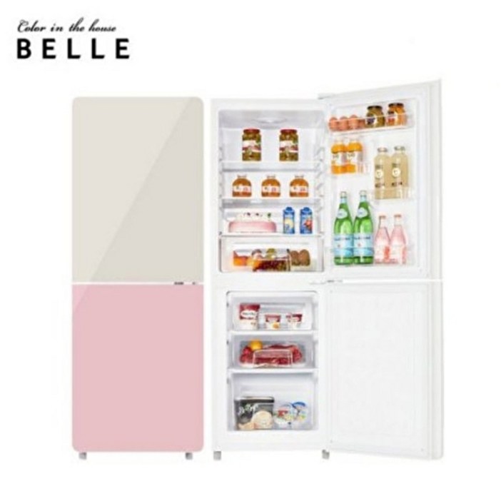 BELLE [하이마트 설치]글라스 글로우 냉장고 W20CKBA (181L, 크림,핑크)
