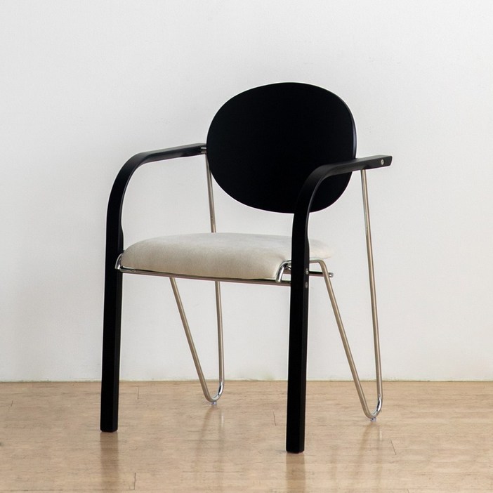 루네 미드센추리 원목 인테리어의자 카페의자, 블랙, 1개