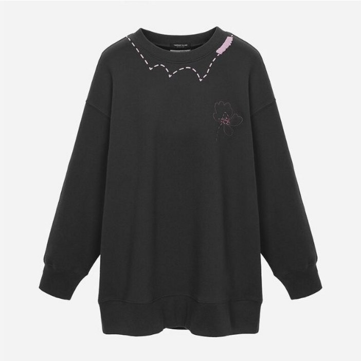 매장정품 THURSDAY ISLAND 써스데이 아일랜드 여성웨이브 절개 롱 스웻셔츠 T256MST902W 748003