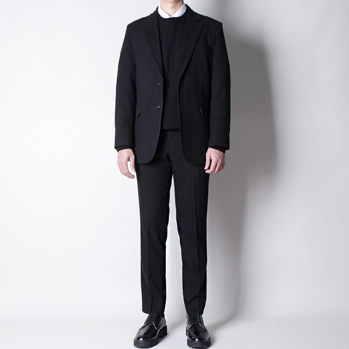 디아웃핏 남성 겨울 울 정장세트 히든 밴딩 수트 캐주얼 기모 면접 결혼식