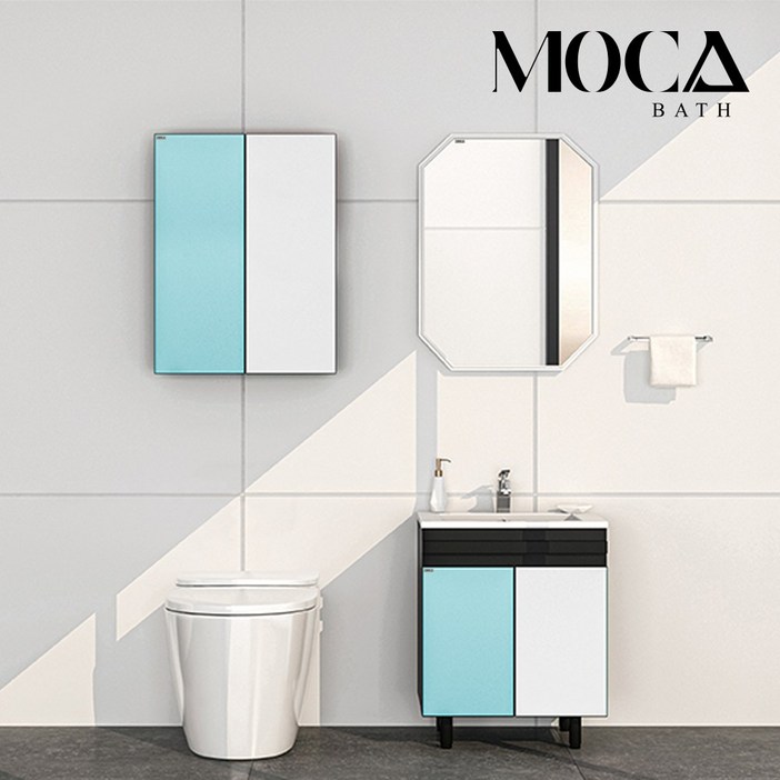 모카바스비 비스포크 2도어 욕실 수납장, 500 X 800  MW 민트화이트