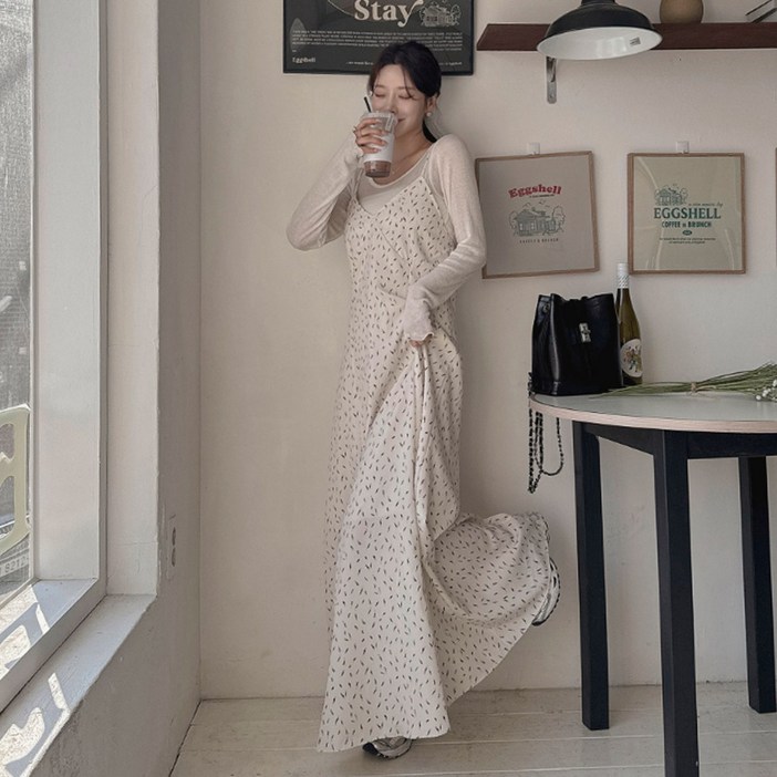 떳다그녀 체시 뷔스티에 패턴 배색 뒷밴딩 슬리브리스 휴양지룩 끈나시 롱원피스 떳다그녀 체시 뷔스티에 패턴 배색 뒷밴딩 슬리브리스 휴양지룩 끈나시 롱원피스