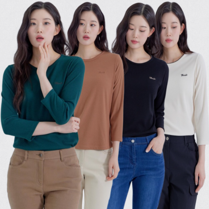 [지센창원]여성 티셔츠 골지 7부 4색 LCTSP821