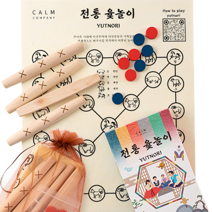캄컴퍼니 추억의 전통 윷놀이 세트 온가족 명절 게임 편백나무색상