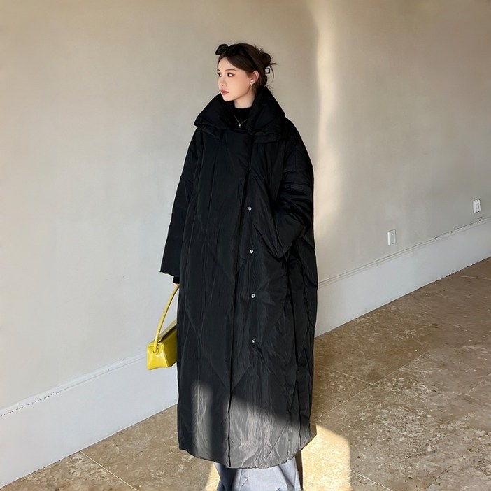 POMTOR 여성 겨울 이불감 코트 오버핏 롱 패딩