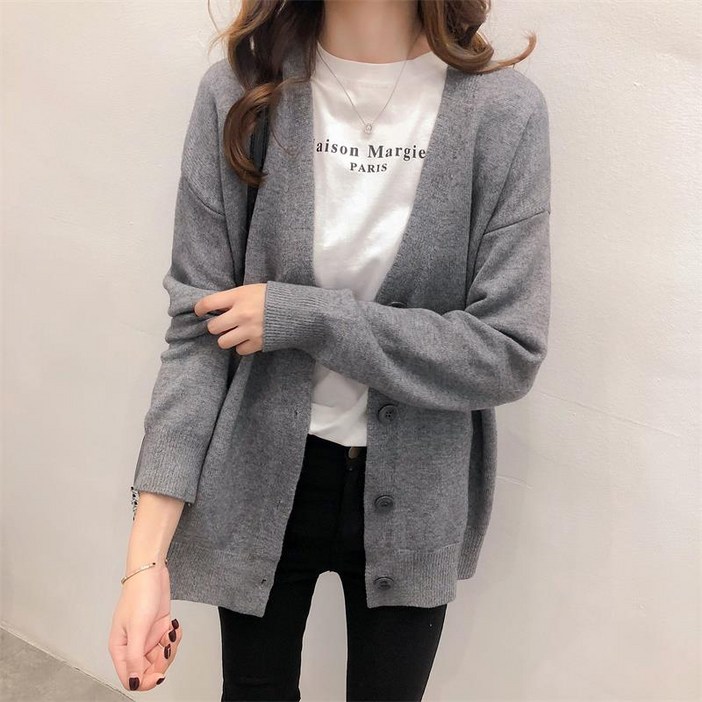 프리티글라라 여성 니트 가디건  v넥 데일리 카디건 g-106