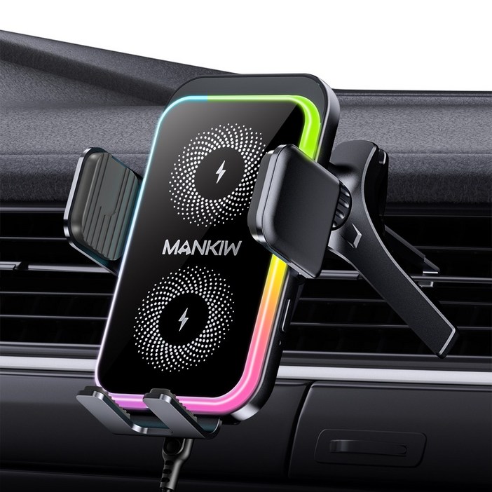 Mankiw맨큐 차량용 고속 무선충전기 15W LED 라이트 송풍구형 거치대