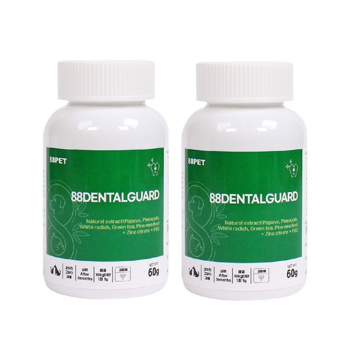 88PET 88덴탈가드 강아지 고양이 잇몸 영양제 구내염 치은염 치주염 잇몸 염증 치석 제거, 2개, 구강치석관리장건강