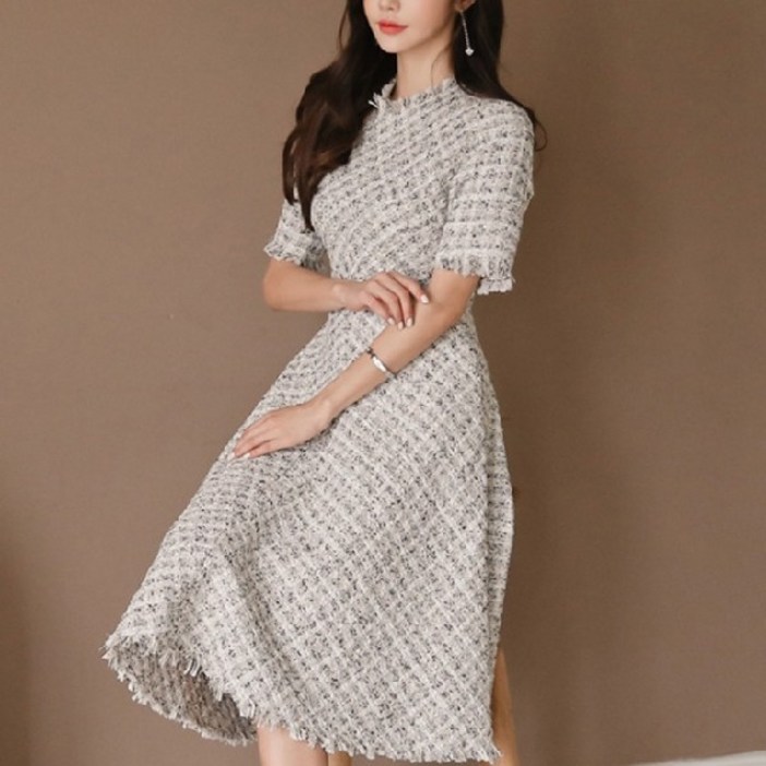 엘레나 여성 원피스 트위드 롱원피스 하객룩