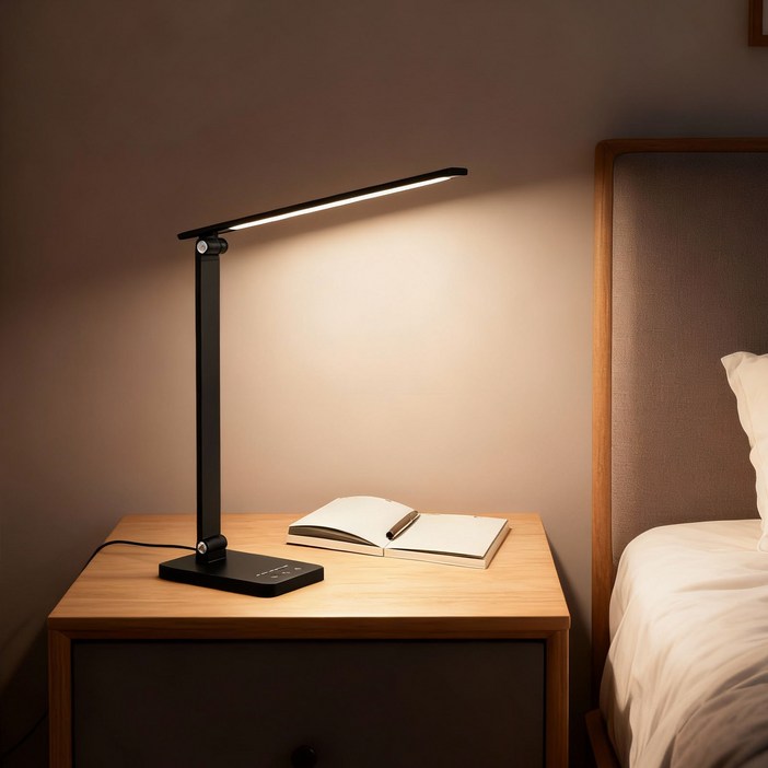 KEMEI 휴대용 LED 책상 스탠드 조명 학습 학습 독서 스탠드, 블랙