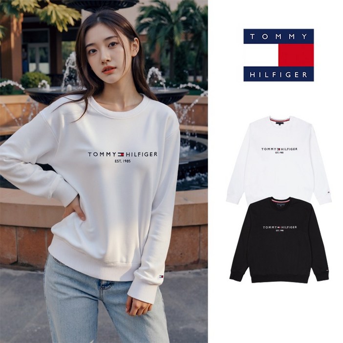 타미힐피거 남녀공용 자수 로고 맨투맨 스웨트셔츠 2종 택1