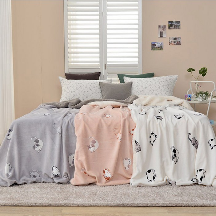 캣츠 밍크담요 100x150cm 160X210cm 두가지 사이즈 극세사 프린터 담요 애기담요 캠핑담요