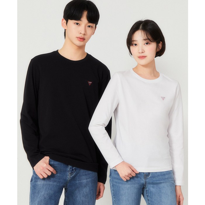 게스 여성 레귤러핏 라운드넥 긴팔티 OP1KE401