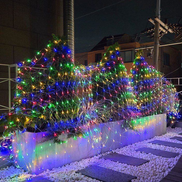 크리스마스 LED 24V 그물전구 160구 잔디 나무 캠핑 줄조명 야외 벽 트리 1분설치, 칼라, 9개