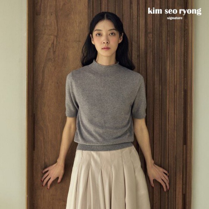김서룡 25SS 실크캐시미어 100 하프슬리브 니트