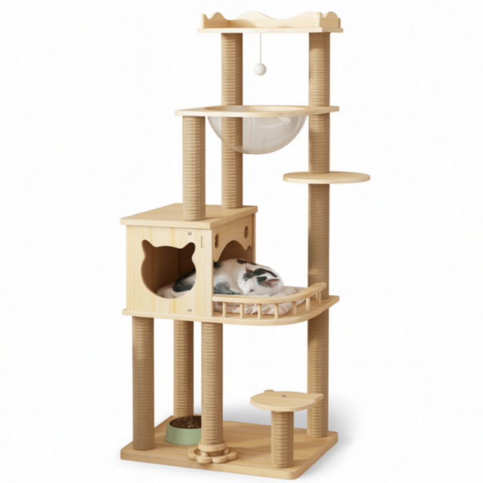 알모어 풀옵션 캣타워 캣폴 고양이 원목 해먹 대형 diy 놀이터 선반 가구 숨숨집