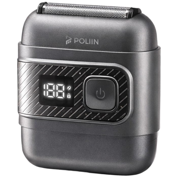 POLIIN 휴대용 미니 전기 면도기 여행용 방수 IPX6 소형 전동 면도기 중학생 청소년, 토브 그레이, PN0221