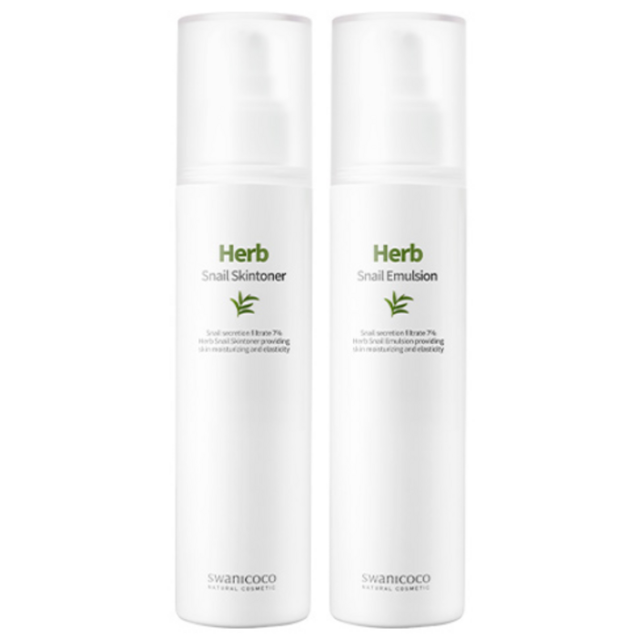 스와니코코 허브 스네일 기초세트 스킨토너  에멀젼, 1세트