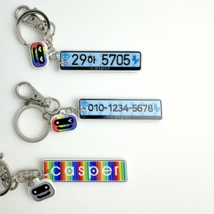 캐스퍼 일렉트릭 전용 자동차번호판 키링 열쇠고리 가드형 (마스코트키링 포함)