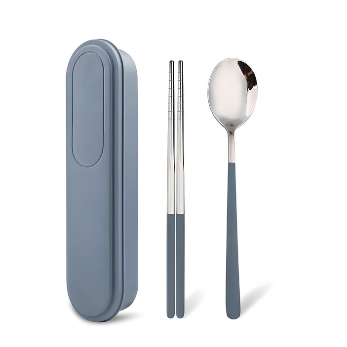 마이민 무소음 스텐 수저세트, 블루, 수저 젓가락, 1세트