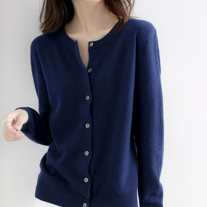 엘쏘 여성용 9컬러 라운드넥 니트 가디건