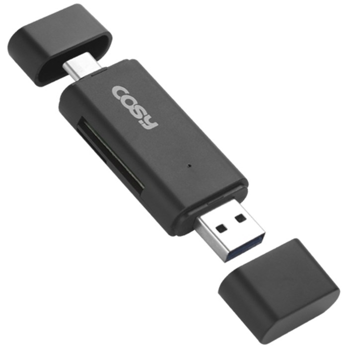 마이크로sd카드리더기 코시 타입C OTG USB3.0 PC겸용 카드리더기, CR3331C, 블랙