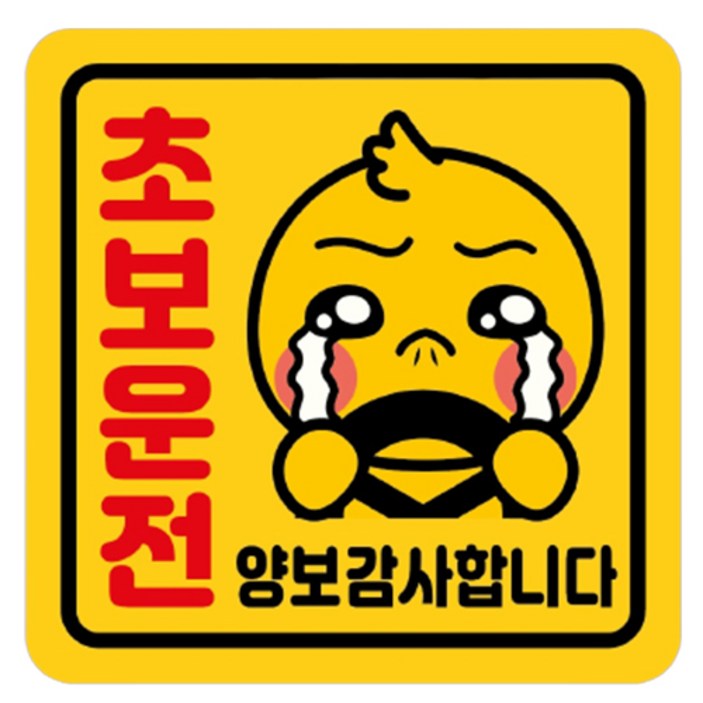 자동차 차량 자석 스티커 짝부터 노랑 정사각 중 초보운전