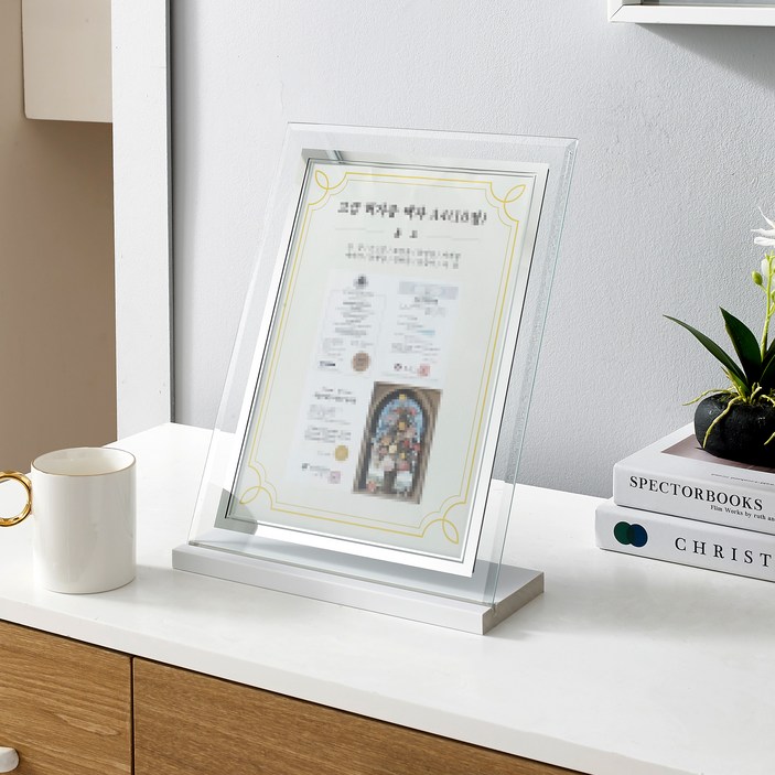슬림스탠드 크리스탈 액자, 화이트, 1개