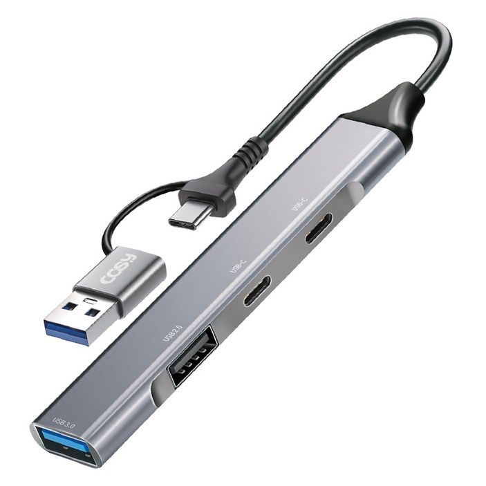 코시 4포트 듀얼 커넥터 슬림 메탈 USB 3.0 멀티허브 UH4126CAYJ2407