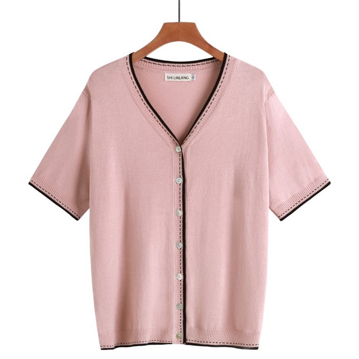 라라티나 여성용 멜린다 여름 캐주얼 심플 니트 반팔 가디건