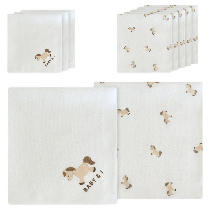 베이비앤아이 순면 나염 손수건 10p