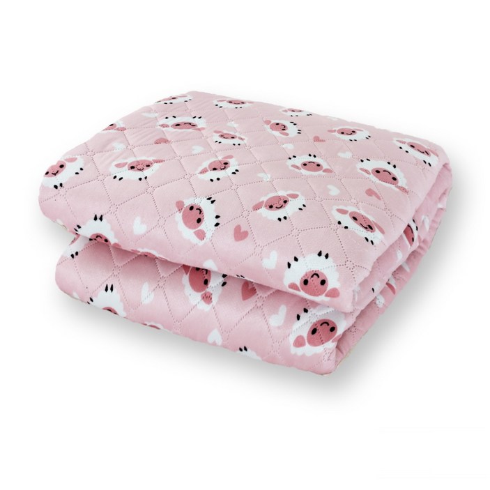 우정플러스 EMF 극세사 매트, 하트 양 핑크, 싱글 100 x 180 cm