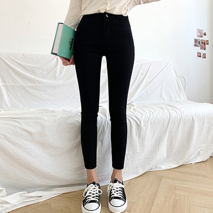 잘빠진 여성용 리얼스판 스키니 팬츠