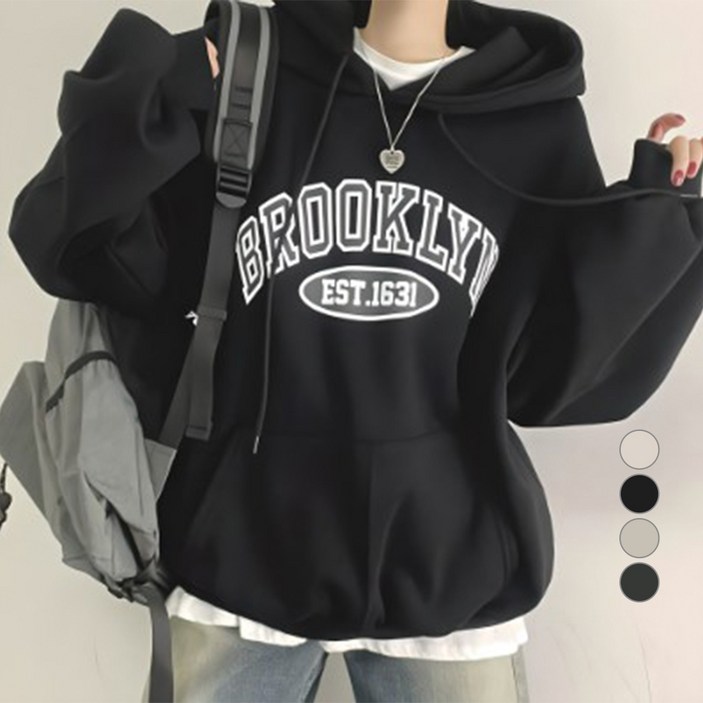 위드후이린 여성용 브루클린 루즈핏 후드 맨투맨