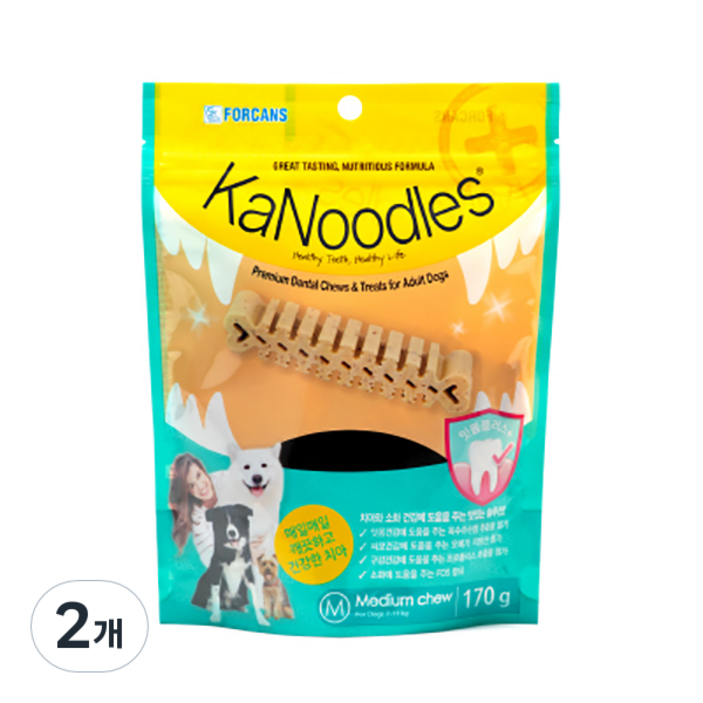 포켄스 카누들 잇몸플러스 카누들검 덴탈껌 M, 잇몸건강, 170g, 2개