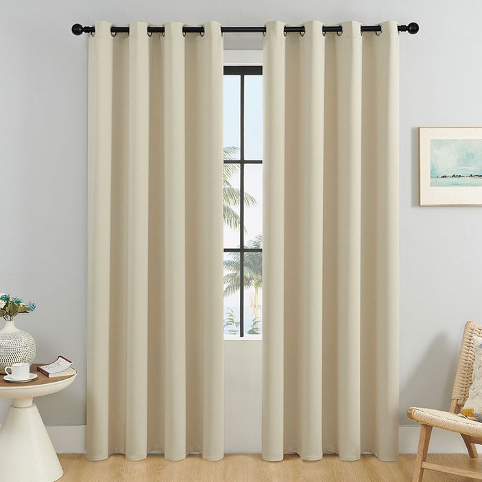 지앤와이 심플룸 단색 양면 생활암막 커튼 2p