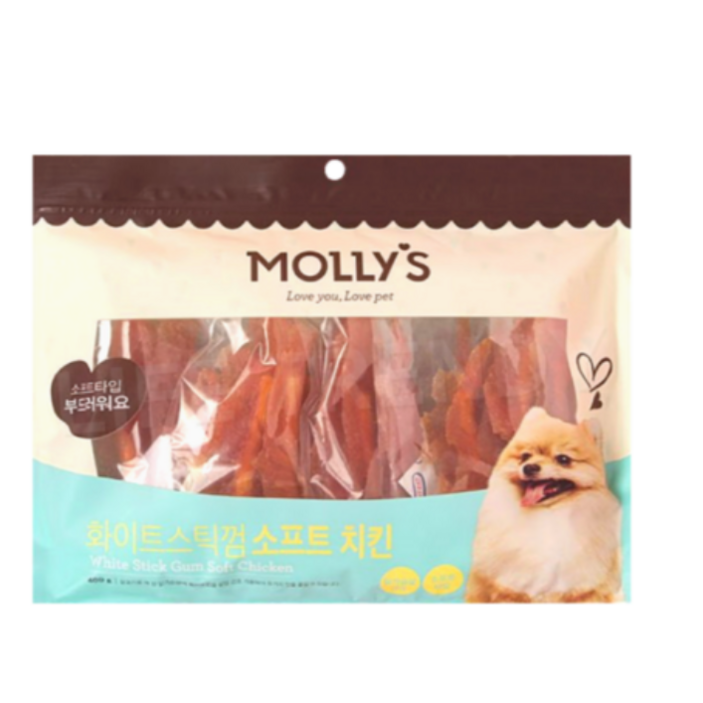 몰리스 화이트 스틱껌 소프트 치킨 400g 부드러운 애견 펫 간식 반려견 치아관리