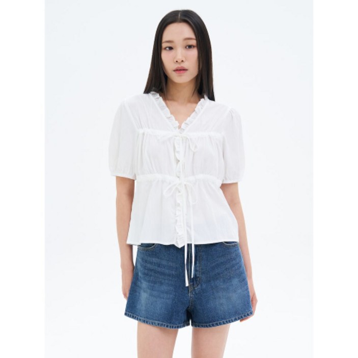 매장정품 에잇세컨즈 8SECONDS 스트링 포인트 블라우스 화이트 125665MQ21 270005